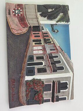 Vintage 2000 Dino Collection Wall Art Plaque Depicting a street scene featuring
